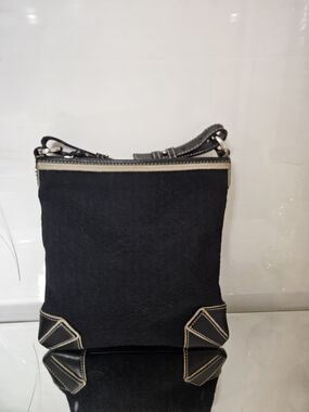 Vintage DKNY Black Crossbody Bag with Cream Contrast Trim